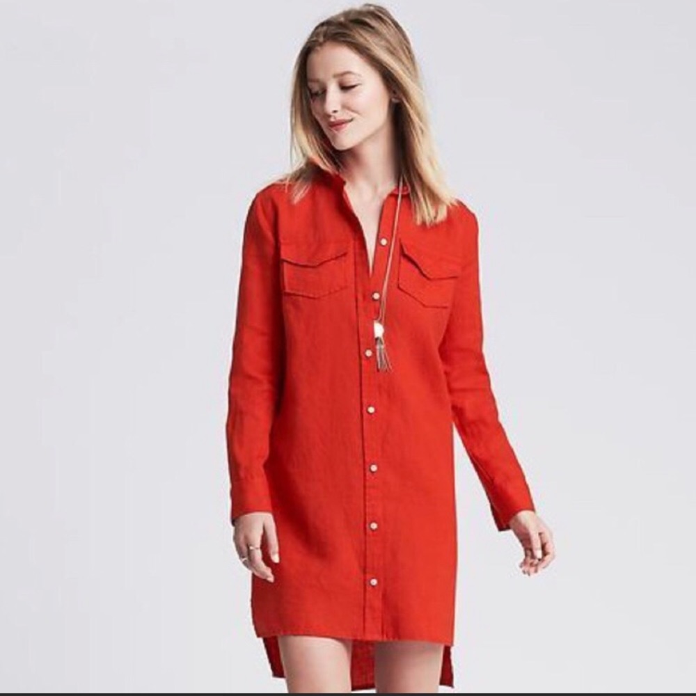 Banana Republic button down linen dress